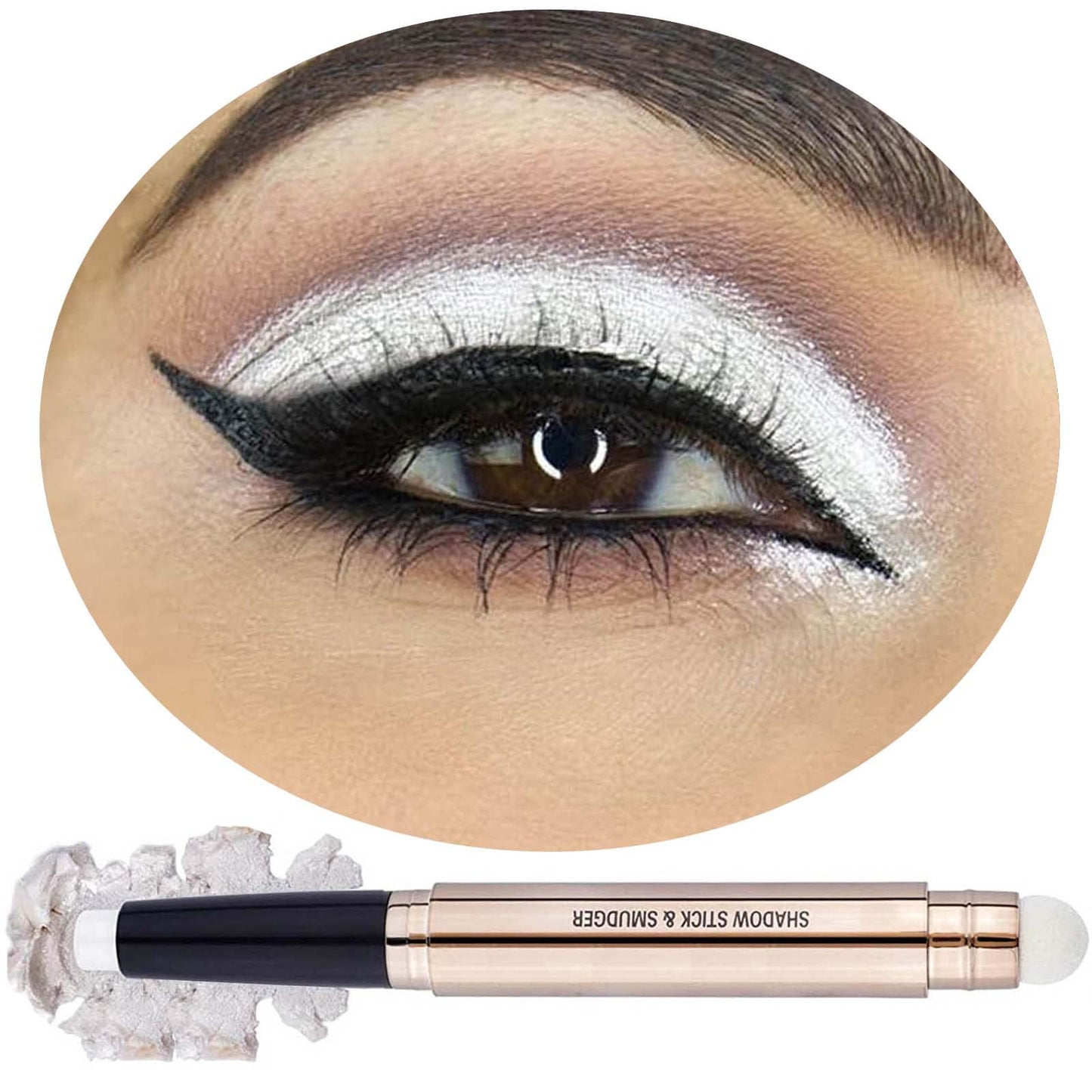 Daeuwiutr White Eyeshadow Stick Makeup?Cream Shimmer Smooth Glitter Eye Shadow Pencil Base Primer Palette, Waterproof Long Lasting EyeShadow Pen White
