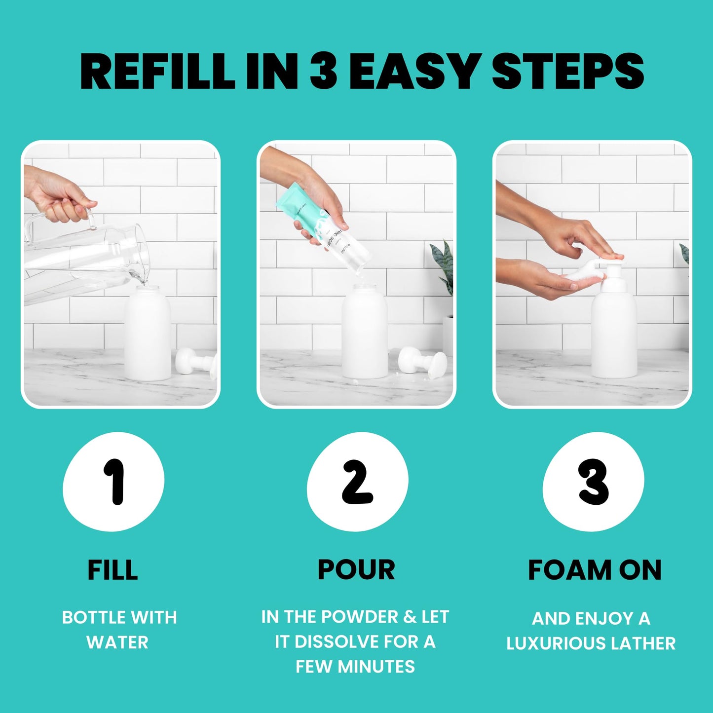 Elcove Foaming Unscented Hand Soap Refills (10 Pack), Concentrated Powdered Hand Soap, Makes 10 Bottles of Eco Friendly, Non Toxic, Plastic Free Beauty & Personal Care Elcove