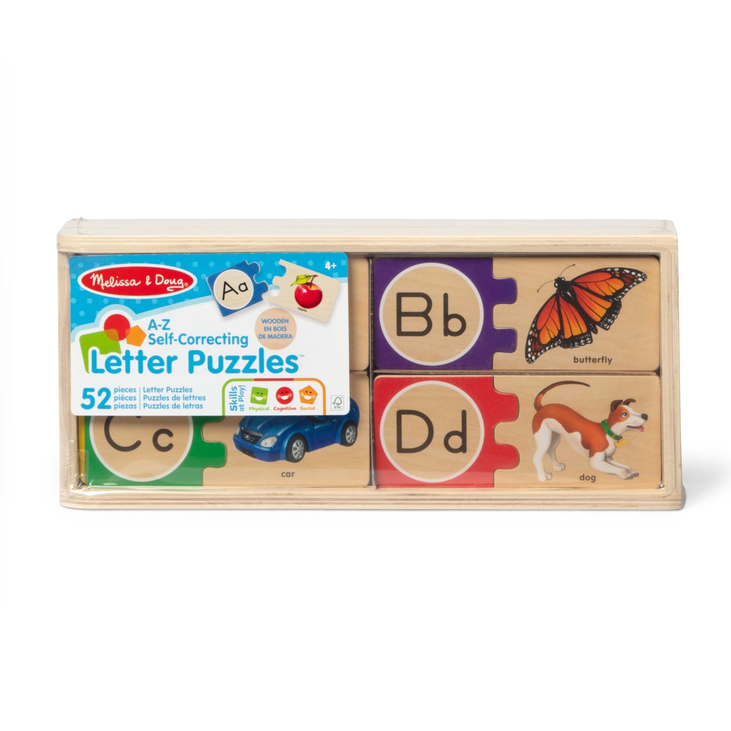 Melissa & Doug Self-Correcting Alphabet Wooden Puzzles with Storage Box (52 pcs) ABC Puzzles, Wooden Alphabet Puzzle for Kids Ages 4+