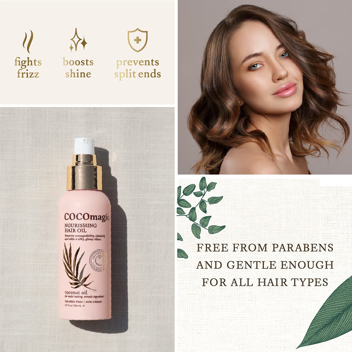 Cocomagic Nourishing Hair Oil | Promotes Healthy-Looking Hair | Restore Manageability, Add Silky, Glossy Shine | Paraben Free, Cruelty Free, Made