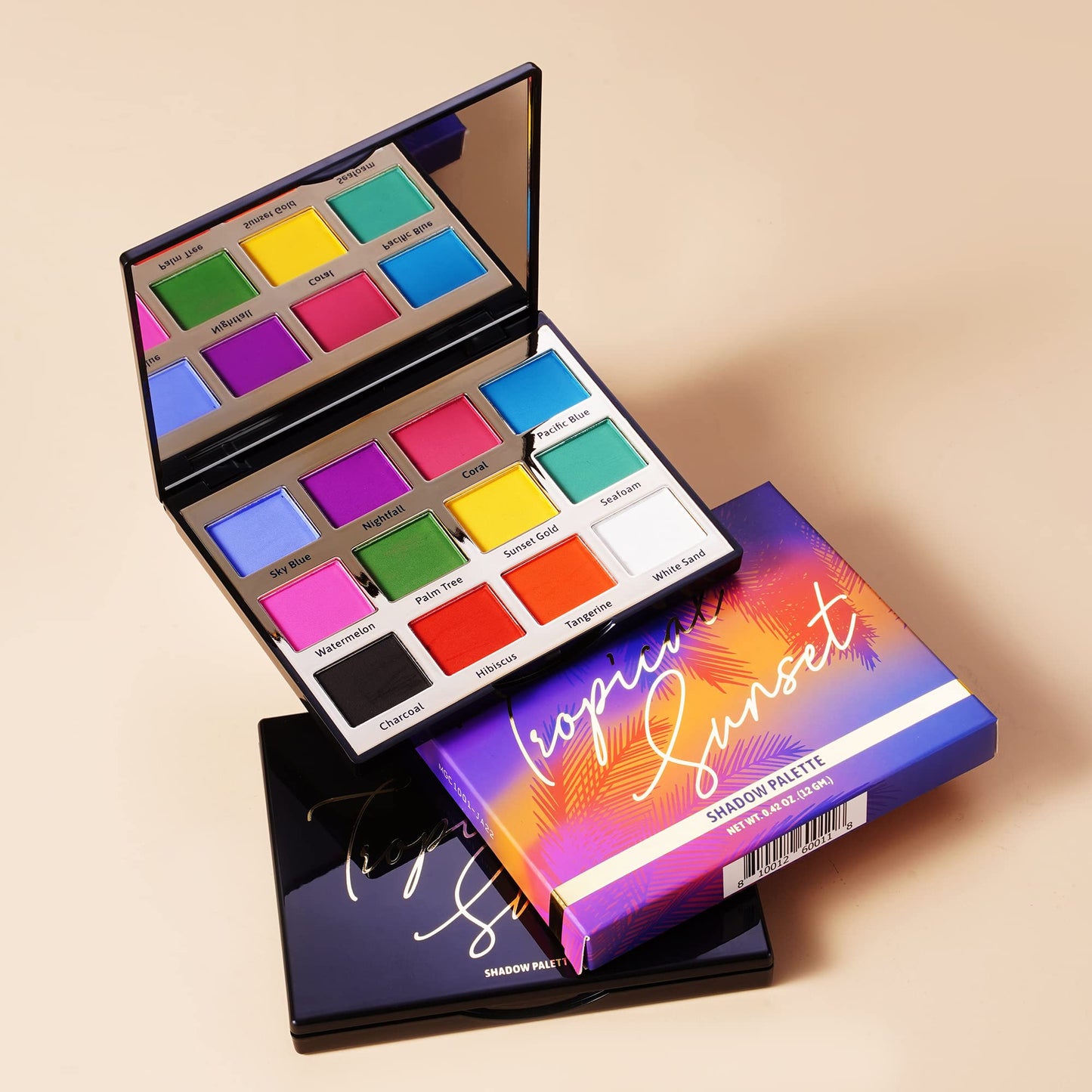 Narrative Cosmetics Tropical Sunset Eyeshadow Palette, 12 Highly Pigmented Colors, Professional Talc-Free Eye Makeup