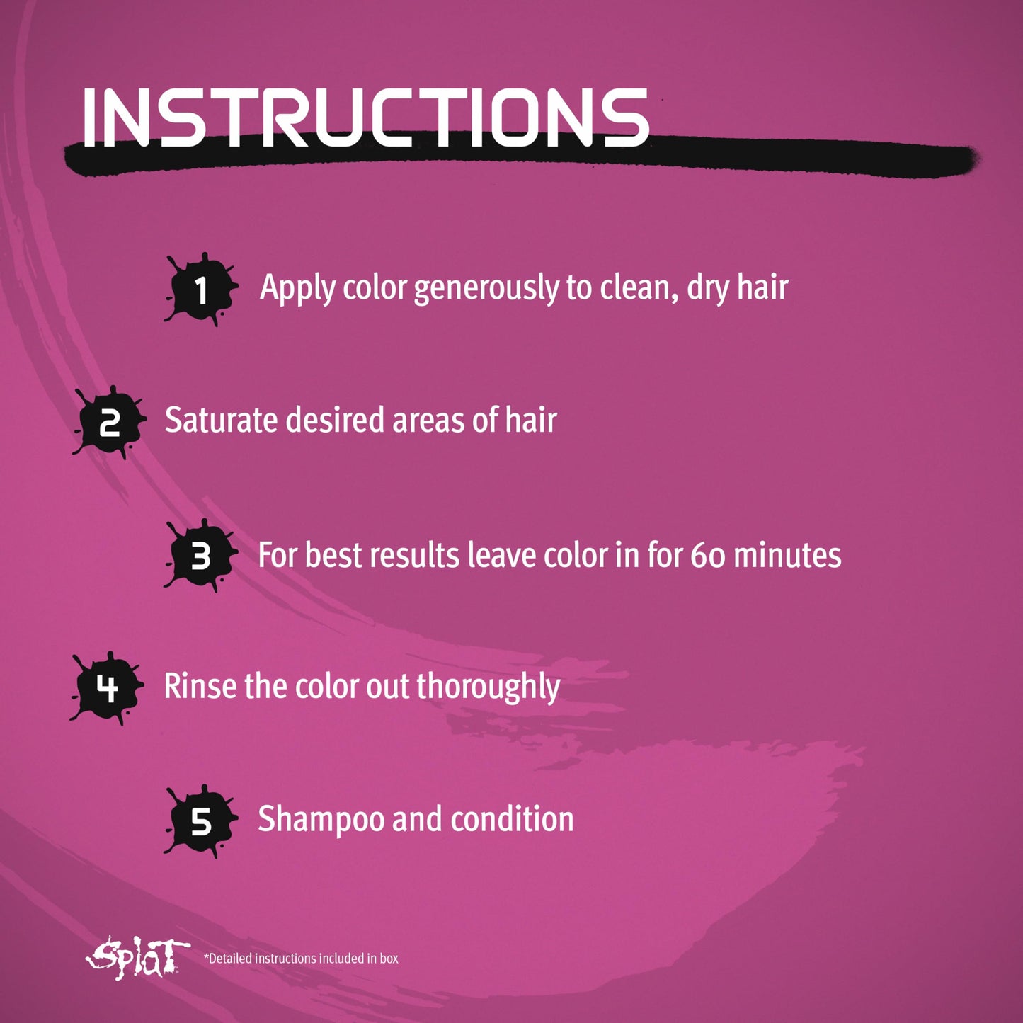 Splat Naturals Semi-Permanent Hair Color, Magenta, 6 fl. oz., 95% Natural Hair Dye Formula Lasts Up to 30 Washes, Vegan & Cruelty-Free