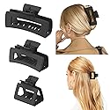 Shinowa 3 Pack Hair Claw Clips, Square Rectangular Claw Hair Clips for Women Girls, Non-slip Matte Large Medium Small Hair Clips, Strong Hold Jaw Clip