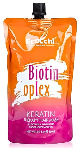 EcoLchi Biotin Oplex Keratin Hair Mask - Amino Acids Repair for Soft Hair Treatment - Color Damage, Frizz Control - Moisturizing Biotin Mask for Dry