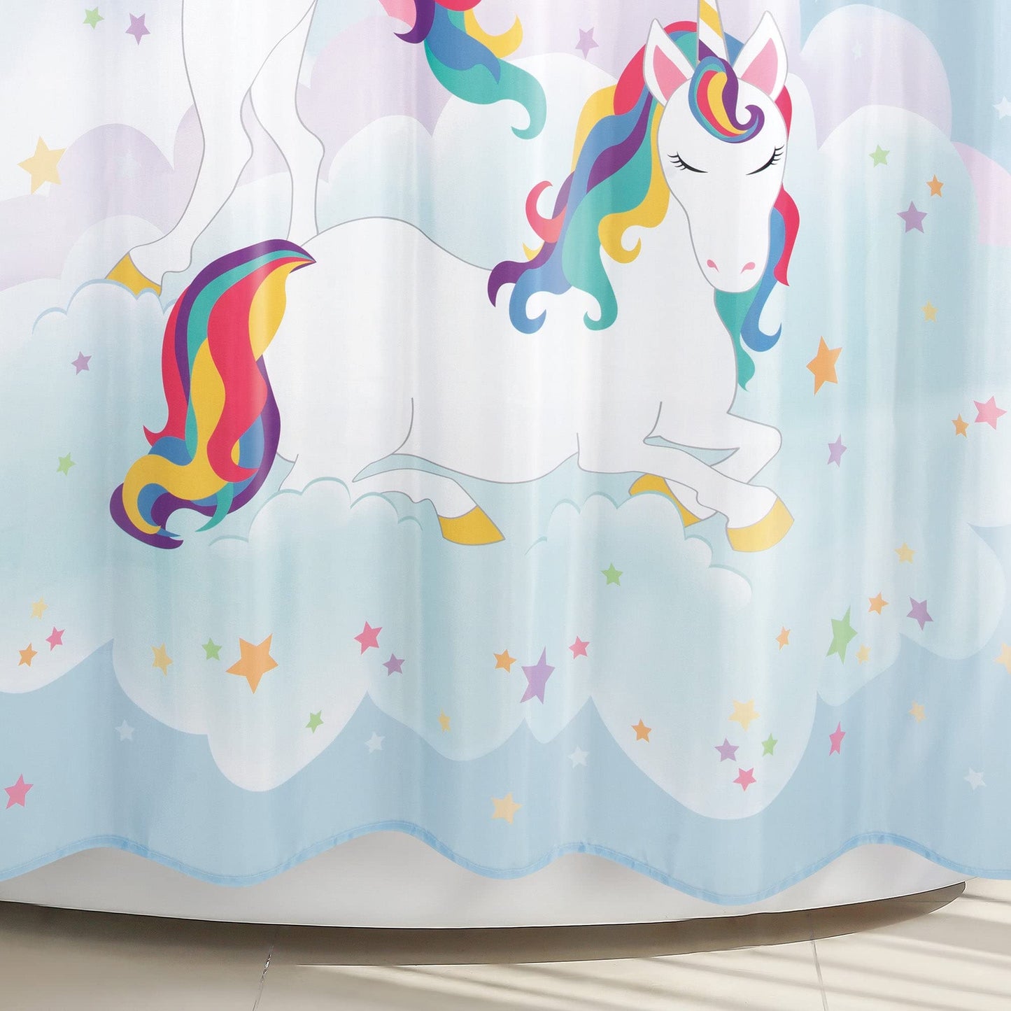 Allure Home Creation Unicorn & Rainbow Polyester Fabric Printed Shower Curtain 70"x72" Multicolor