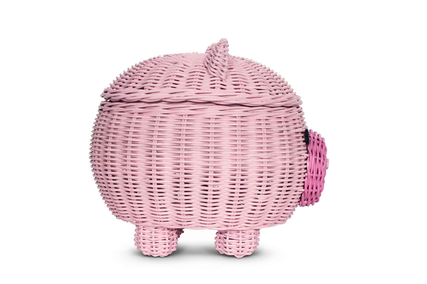G6 COLLECTION Pig Rattan Storage Basket With Lid Decorative Bin Home Decor Hand Woven Shelf Organizer Cute Handmade Handcrafted Nursery Gift Animal…