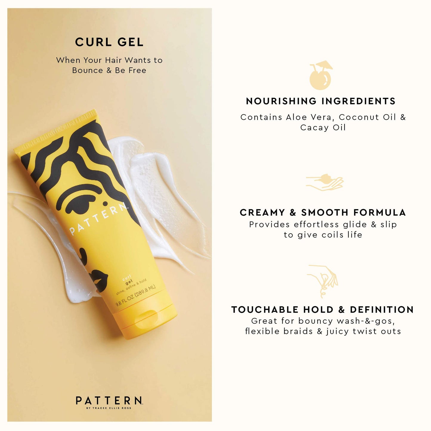 PATTERN Beauty by Tracee Ellis Ross Mini Curl Gel w Medium Hold w Aloe and Cacay Oil for Curly Hair, Travel Size