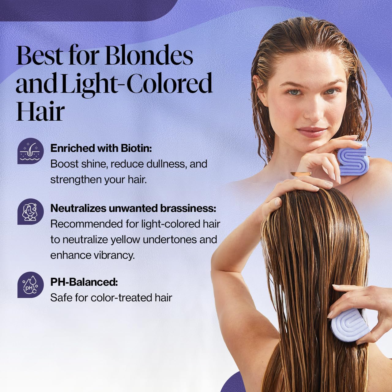 Kitsch Toning Purple Shampoo & Conditioner Bar Set For Blondes & Color Treated Hair - With Biotin for Strengthening & Neutralizing Brassy Tones