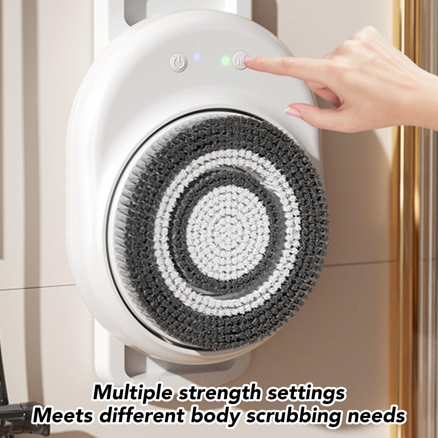 OPPWONG Wall Mounted Body Brush, IPX7 Handsfree Exfoliating Brush, Adjustable Height Shower with 3 Heads, 2600mAh Battery Body, Ideal for Shower Bath Beauty and Personal Care OPPWONG