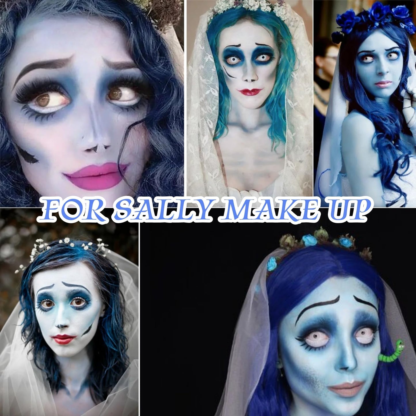 Vibrant 6 Colors Blue Face Body Paint Palette, Professional, Washable Formula Painting for Halloween, Cosplay & SFX Makeup, Dress Up Party