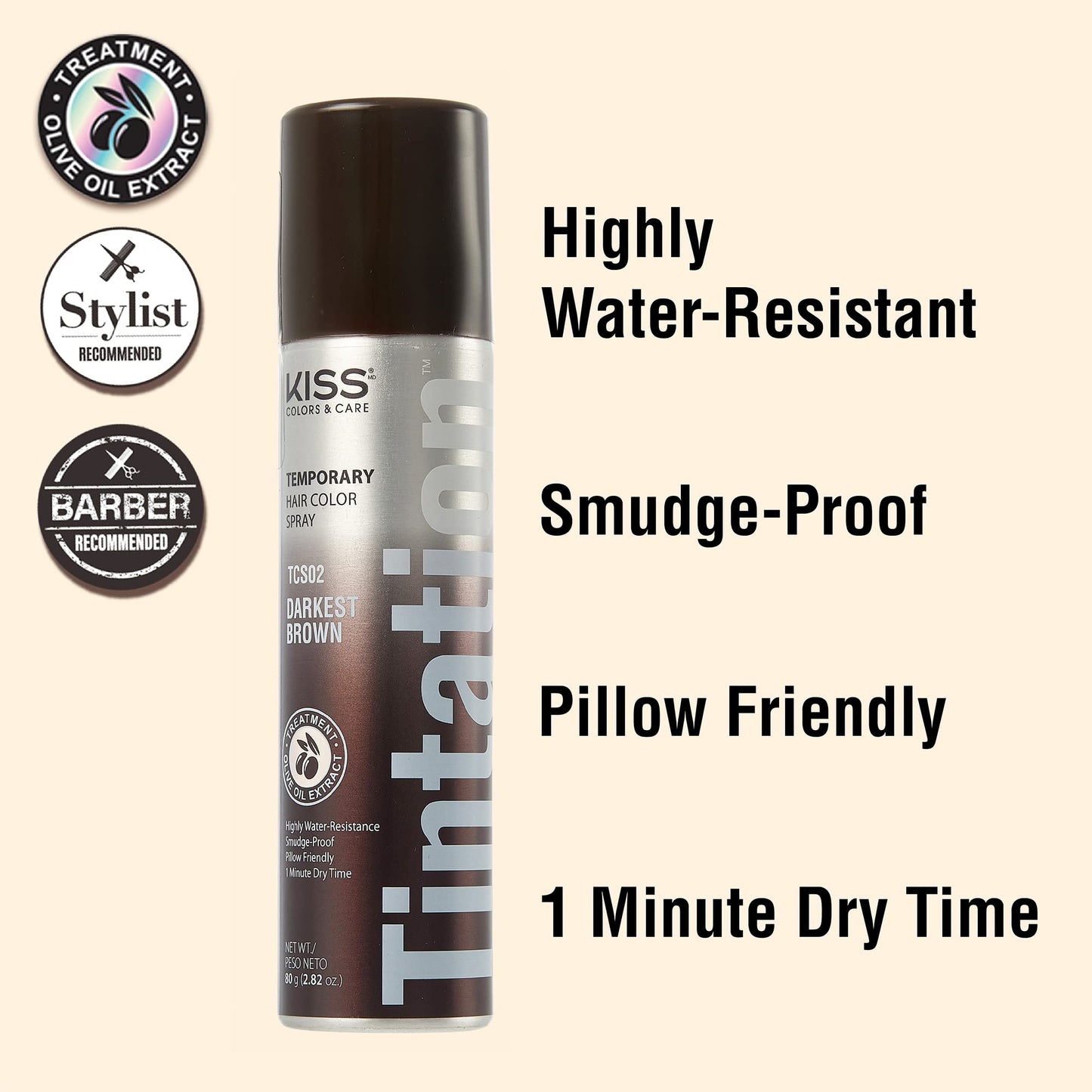 RED by Kiss Tintation Temporary Hair Color Spray, Instant Gray Root Cover Up, Water-Resistant, Smudge-Proof, Easy Wash Out, Hairline & Barber