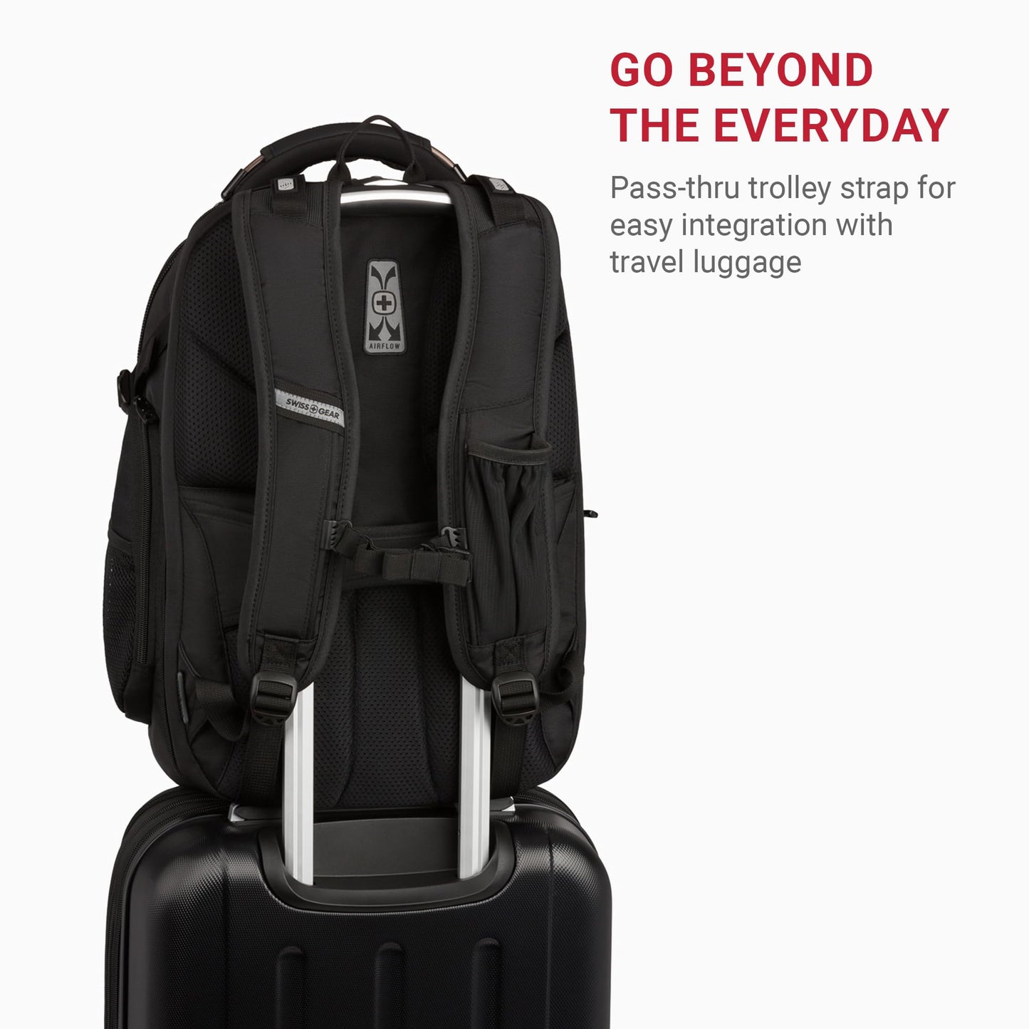SwissGear Travel Tech Elite Laptop Backpack - Fits Laptops up to 16” - ScanSmart TSA-Friendly Backpack with USB Port, Shoe Compartment & Organizer Pockets - Black