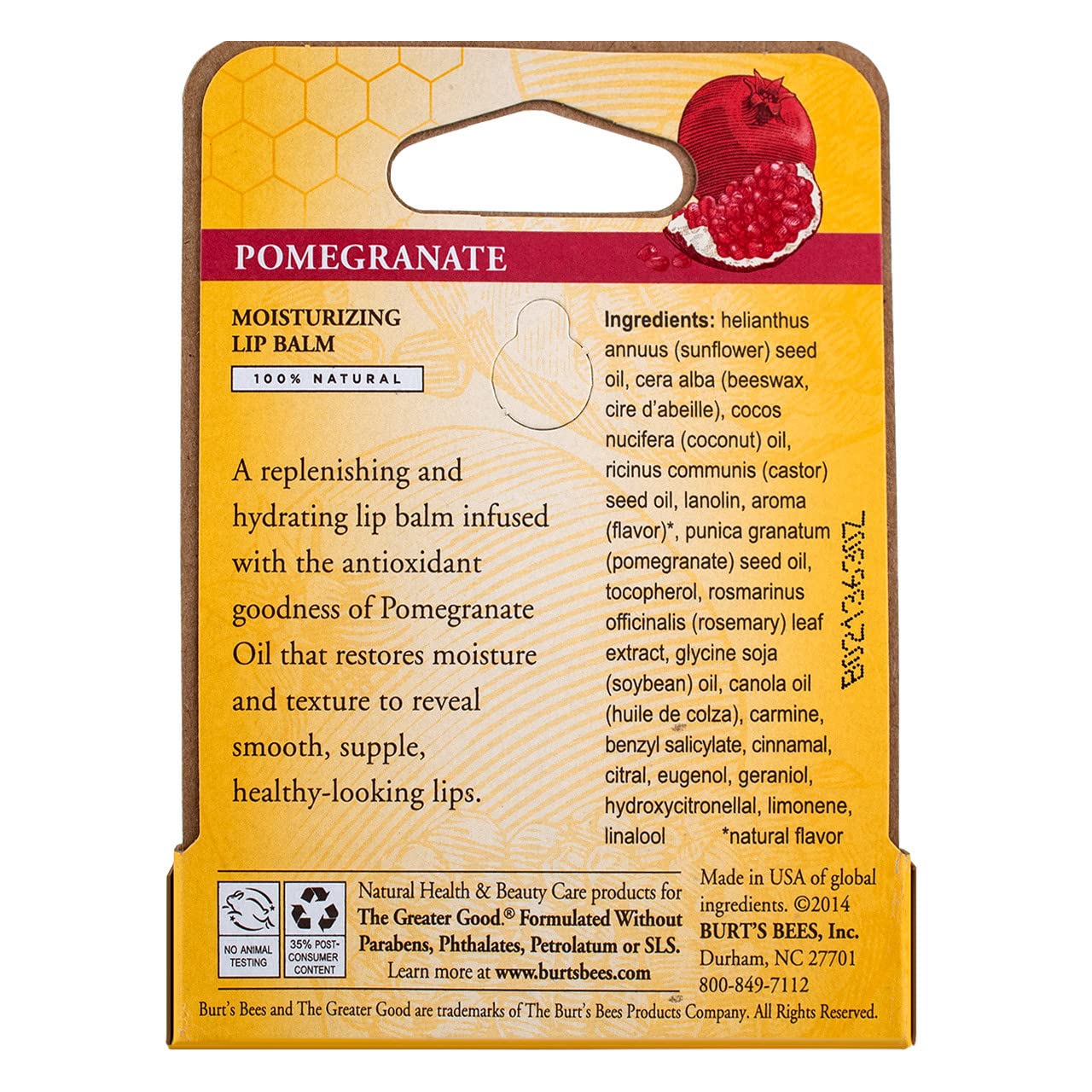 Burt's Bees Lip Balm, Pomegranate Oil, 0.15 Ounce (Pack of 12)