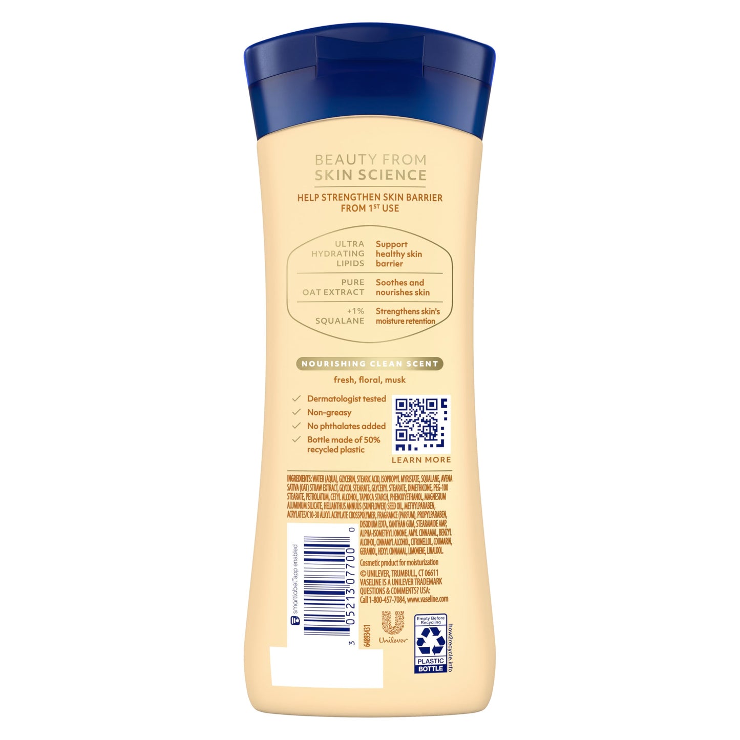 Vaseline Intensive Care Nourishing Moisture Body Lotion for Dry Skin, Lotion Made with Ultra-Hydrating Lipids + Pure Oat Extract for Nourished