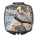 Caroline's Treasures JMK1218SCM Pelican Bay Compact Mirror Decorative Travel Makeup Mirror for Women Girls Gifts Pocket Makeup Mirror Folding Handheld