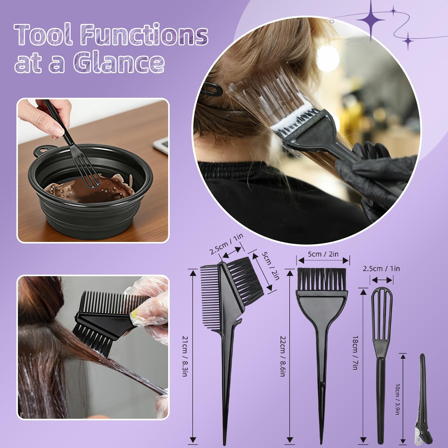 ROOHUA 14 Pcs Hair Coloring Kit - Professional Hair Dye Tools for Home Salon Use with Hair Dye Brush, Hair Color Bowl, Hairclips, Hair Agitator Beauty and Personal Care ROOHUA
