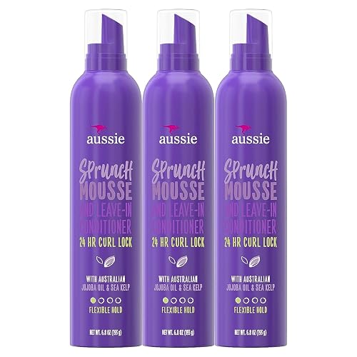 Aussie Sprunch Mousse 24 Hour Curl Lock, Flexible Hold 6.80 oz (Pack of 3)