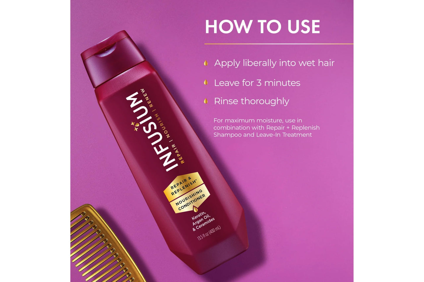 Infusium Professional Treatments Haircare - Moisturize + Replenish With Avocado & Olive Oils - Shampoo & Conditioner Set - Net Wt. 13.5 FL OZ (400 mL)