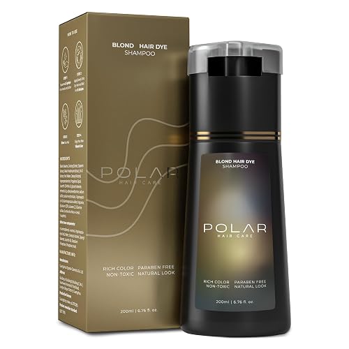 Polar Haircare - Blonde Dye Shampoo for Women and Men - Gray Coverage Color Cleanser, Semi-Permanent Golden Tone Kit, Light Color Wash, Quick