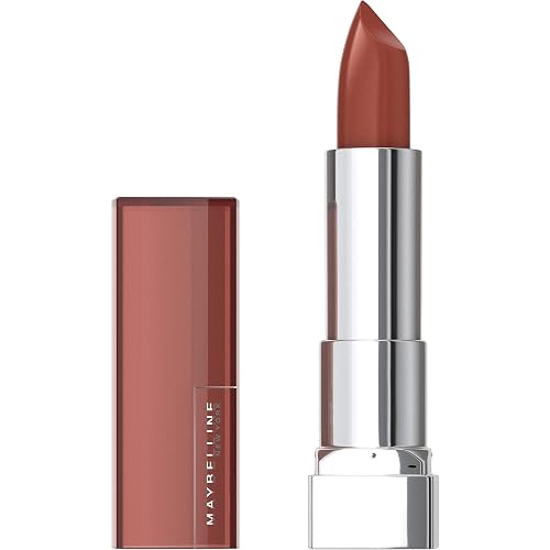 Maybelline Color Sensational Lipstick, Lip Makeup, Cream Finish, Hydrating Lipstick, Nude, Pink, Red, Plum Lip Color, Brick Beat, 0.15 oz; (Packaging