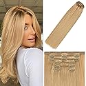 WindTouch Clip in Hair Extensions Human Hair Honey Blonde Hair Extensions 15Inch 75g 7PCS #27