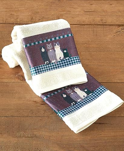 Country Cats Hand Towels for the Bathroom or Kitchen - Set of 2