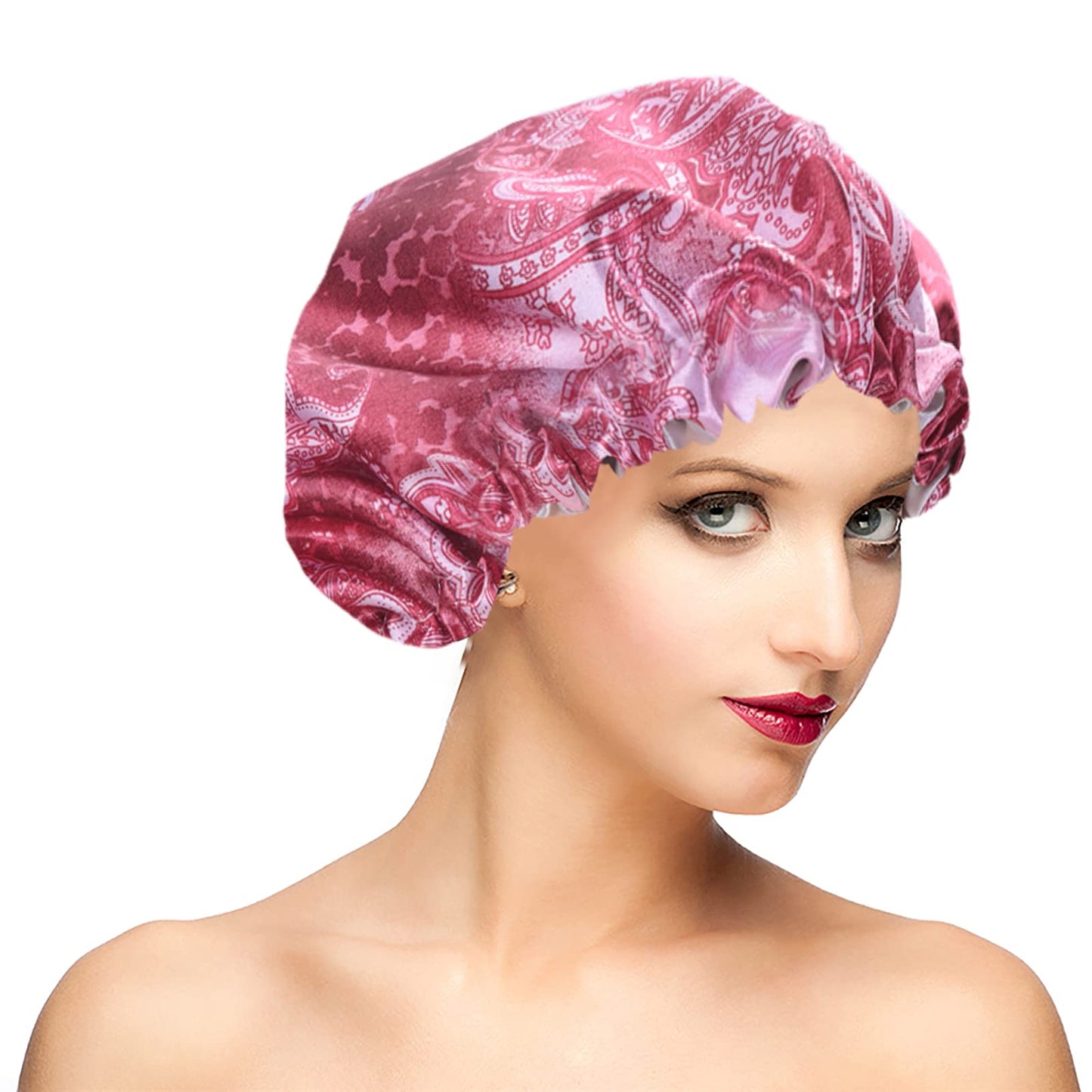 Shower Caps for Women, Extra Large Adjustable Waterproof Reusable Shower Cap, Hair Cap for Shower Hat for Women Girls Long Thick Hair, Bath Caps