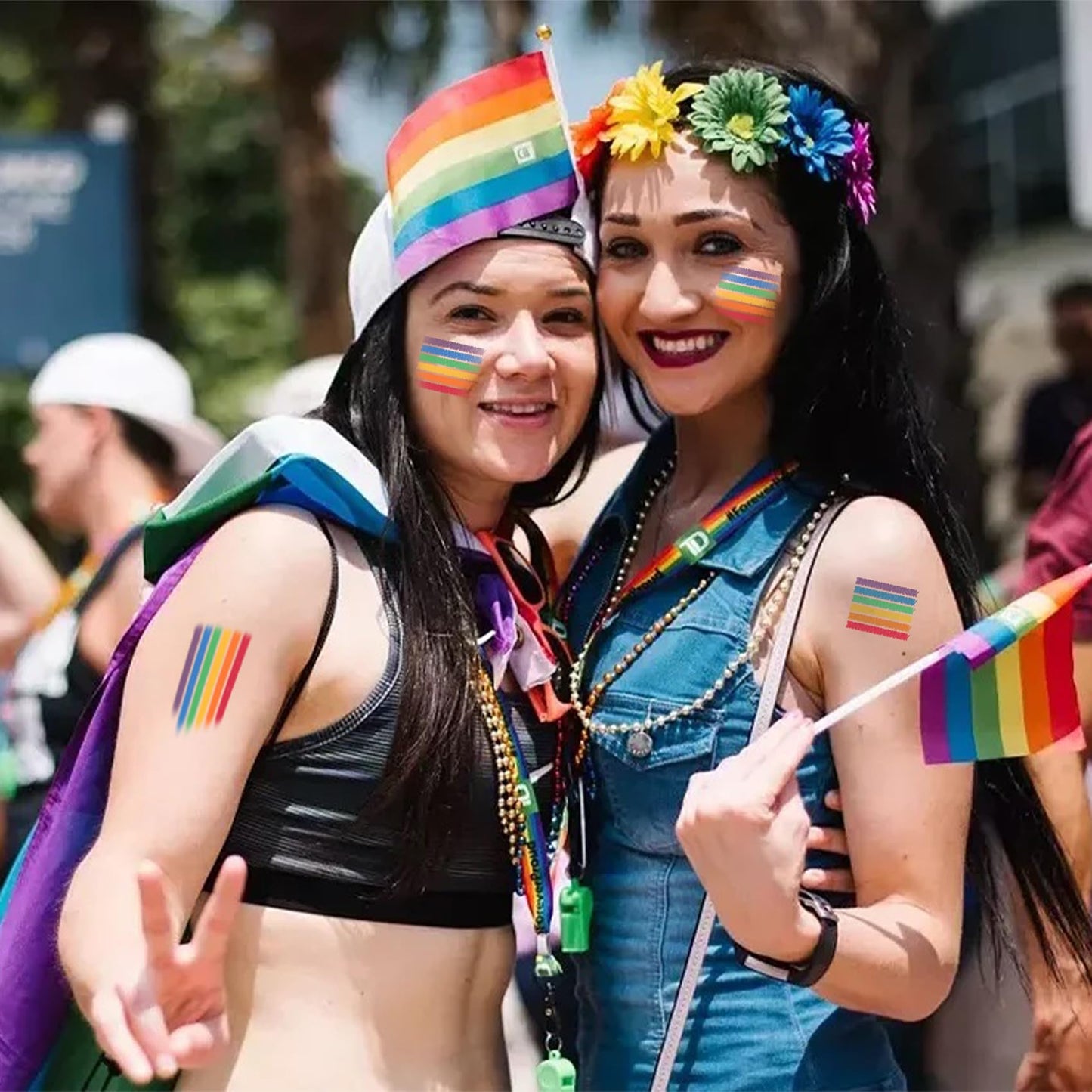 VARMDUKKE 2pcs Rainbow Face Body Paint Sticks, Water-Based Gay Pride Flag Face Paint Sticks, Reusable Festival Makeup Facial Marker Painting Tools