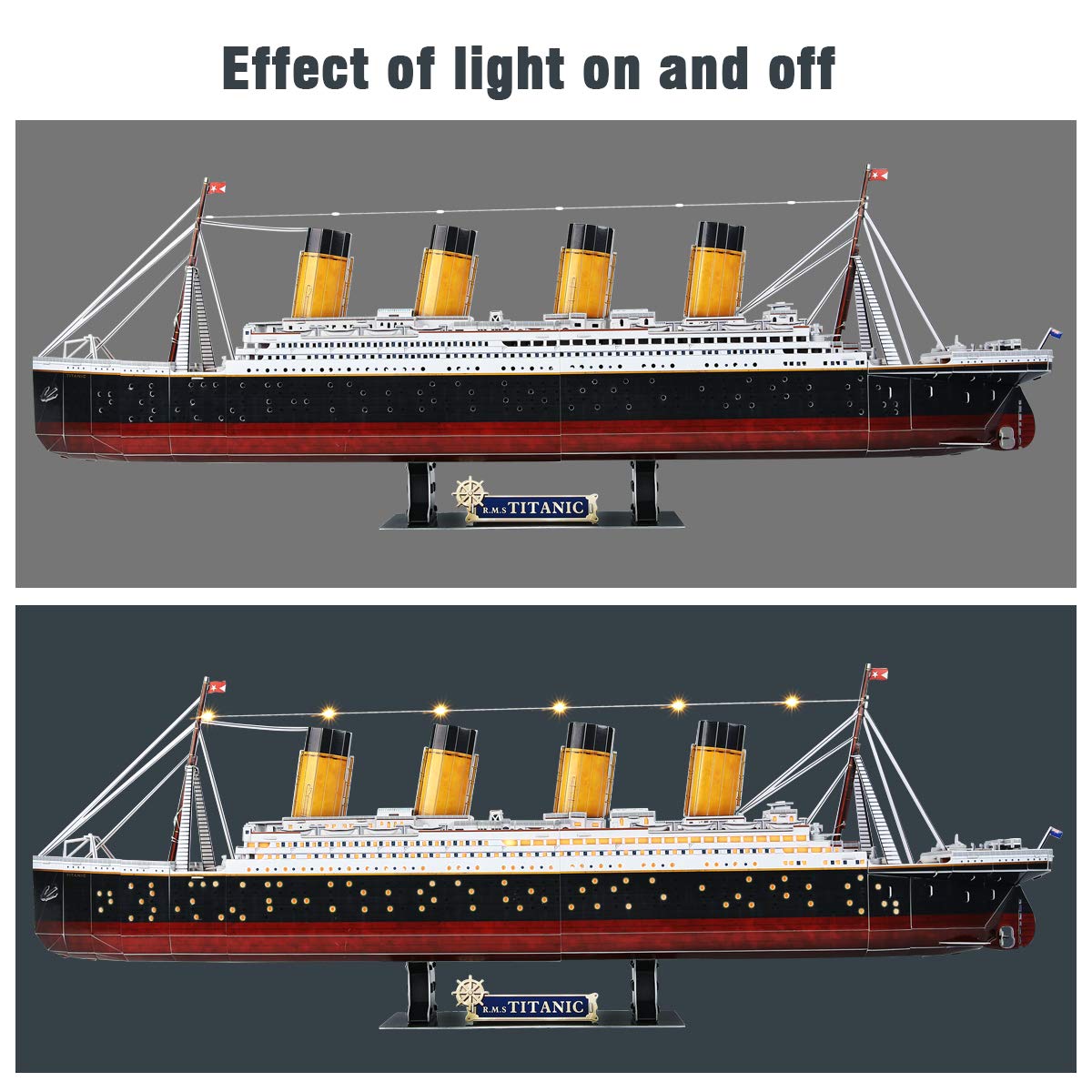 CubicFun 3D LED Titanic Puzzle – 35" Large Ship Model for Adults, Home Decor, Gift for Housewarming, Wedding, Anniversary, Valentine’s & Stocking Stuffer