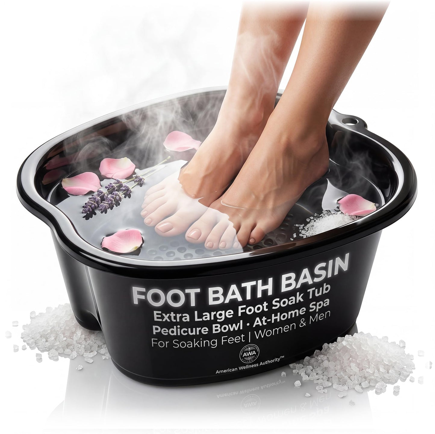 American Wellness Authority AWA Extra Large foot bath basin - Sturdy plastic soak tub For Soaking feet and Pedicure At Home Spa Kit Women Men (Grey Beauty and Personal Care American Wellness Authority Default Title