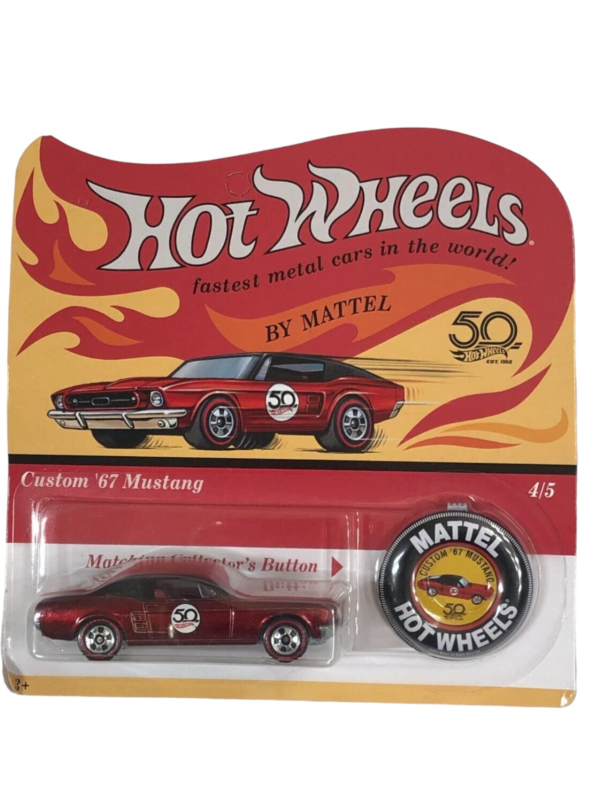 Hot Wheels 2018 50th Anniversary Redline Complete Set of 5 Diecast Vehicles with Collector Buttons
