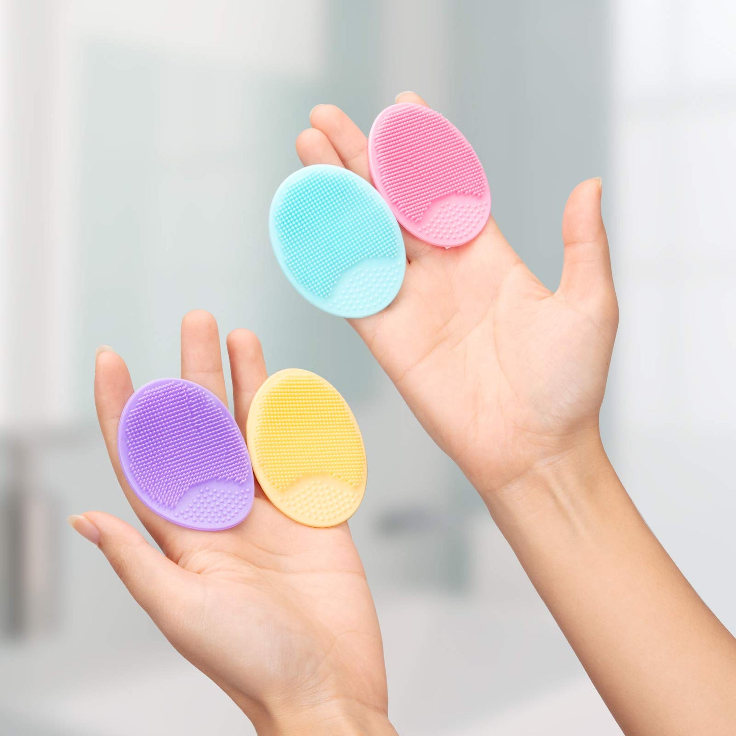 4 Pack Face Scrubber,JEXCULL Soft Silicone Facial Cleansing Brush Face Exfoliator Blackhead Acne Pore Pad Cradle Cap Face Wash Brush for Deep Cleaning Beauty and Personal Care JEXCULL