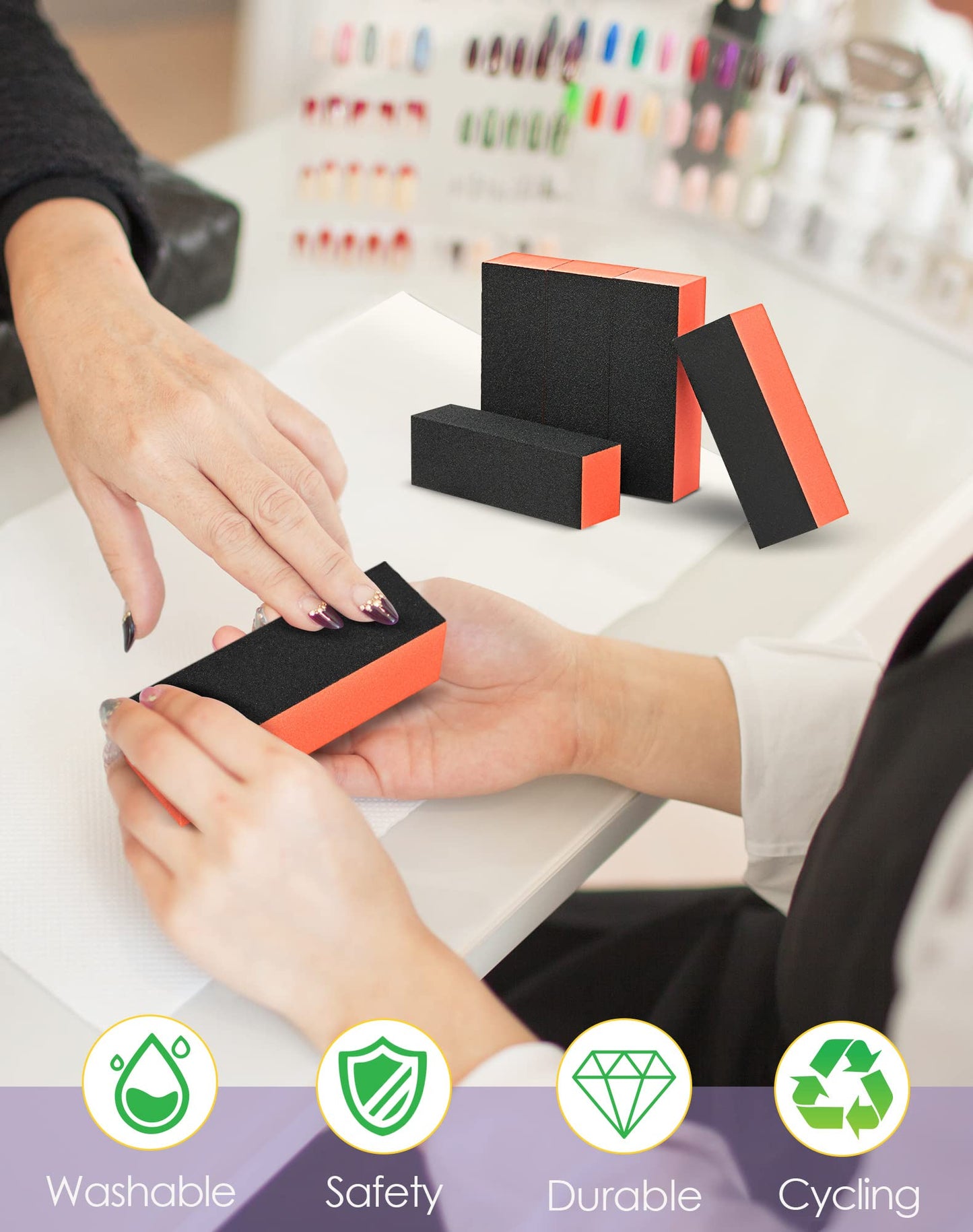 Maryton Nail Buffer Block, Medium/Fine Grit 100/180 Finishing Buffers for Acrylic Nails Gel Polish Nails, 3 Way Professional Pedicure Manicure Buffer Beauty and Personal Care MARYTON