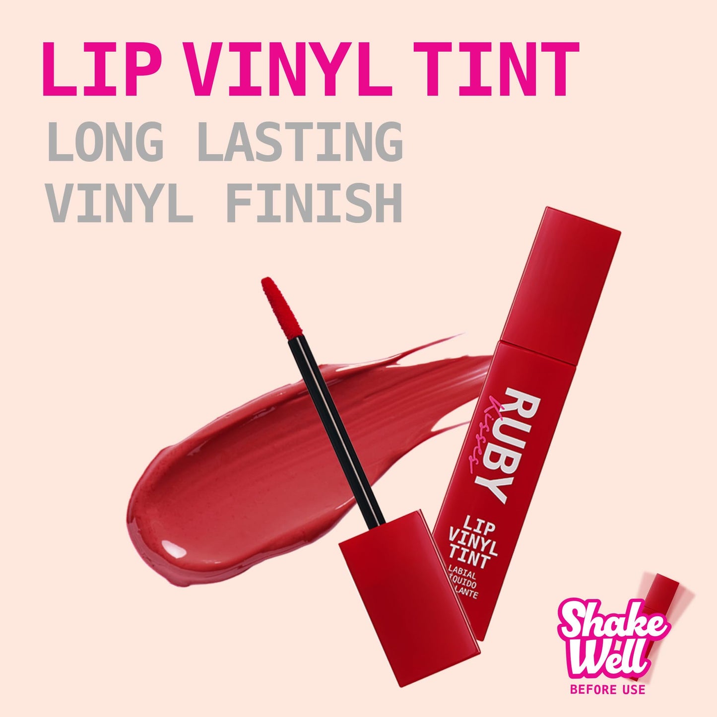 Ruby Kisses Lip Vinyl Tint - High-Pigment, Transfer-Proof, Smudge-Proof Liquid Lipstick, Soft-Satin Shine, Lightweight Makeup, Long-Lasting Lip-gloss