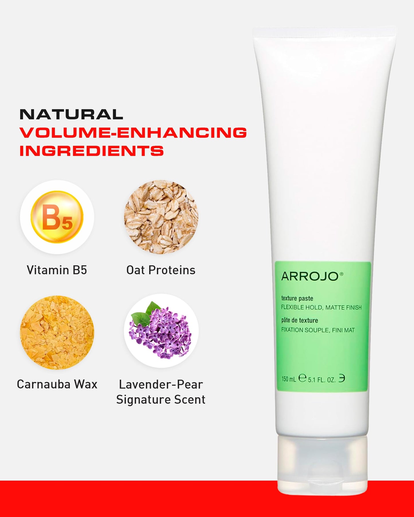 ARROJO Texture Hair Paste - Matte Finish Hair Styling Products - Mid-Hold Hair Paste for Men & Women - Molding Paste w/Vitamin B5 & Oat Proteins