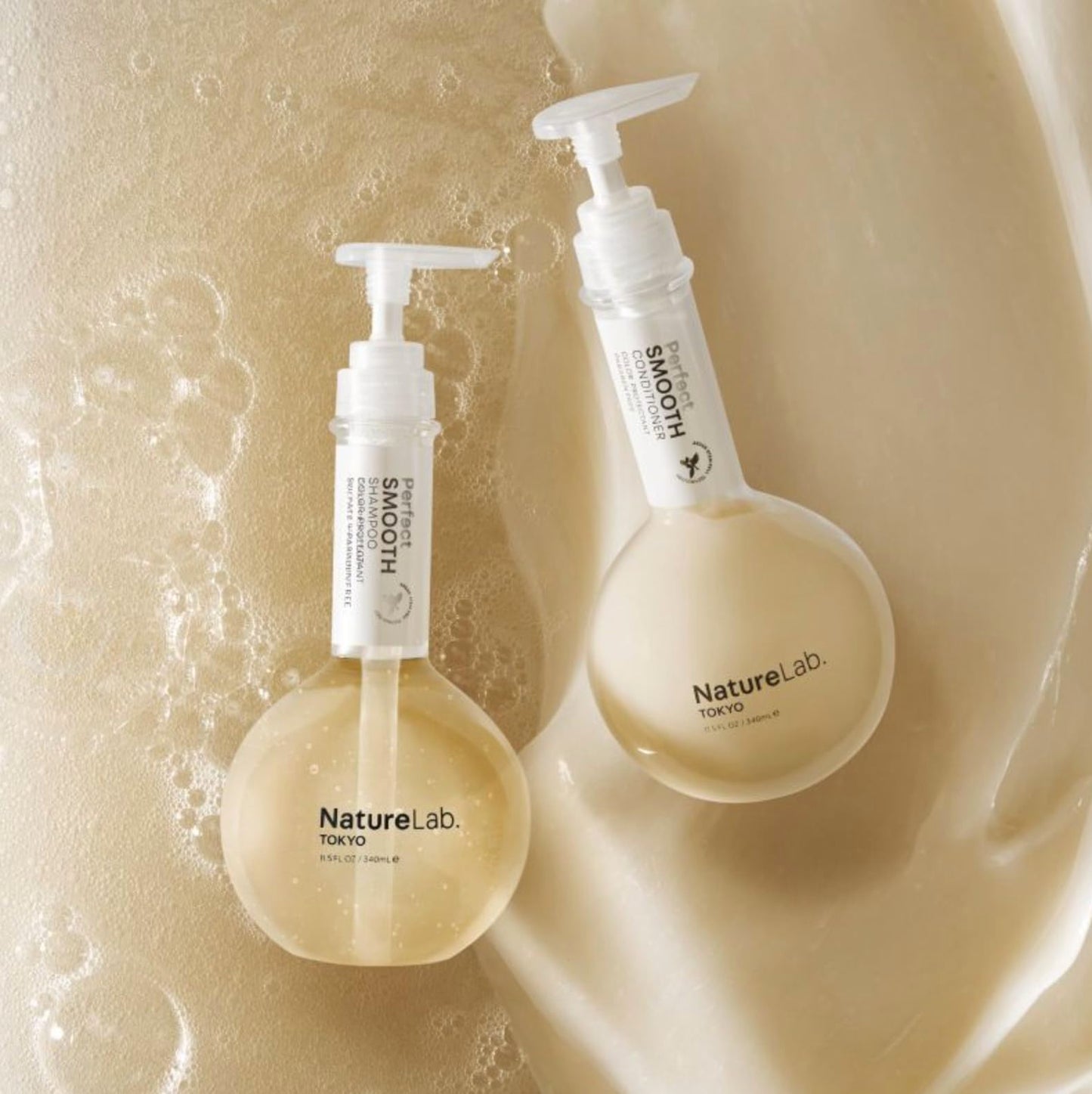 NatureLab.TOKYO Perfect Smooth Shampoo & Conditioner Duo - Japanese Shampoo and Conditioner for Dry, Frizzy Hair - Calms Scalp & Tames Strands from