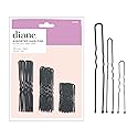 Diane Hair Pins for Women Bulk Pack of 100 Assorted Sizes Jumbo 3, Large 2.5, Medium / Small 1.75 - Black, Crimped Design with Ball Tips, D475-100