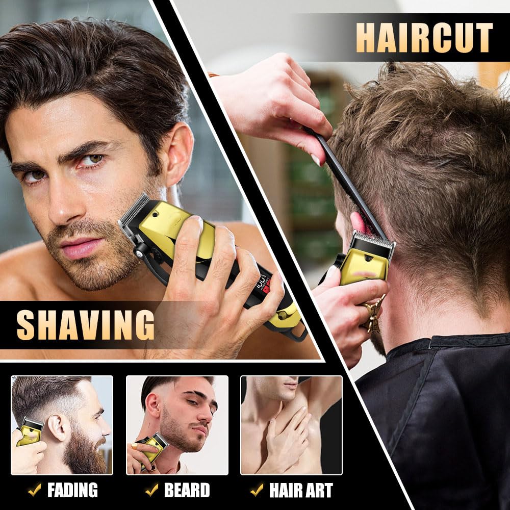 Hair Clippers for Men Professional, Cordless Hair Cutting Kit withLED Digital Display and 4 Limit Combs Rechargeable Haircut Kit for Barber & Home Use Beauty and Personal Care QDKVTNDJZ