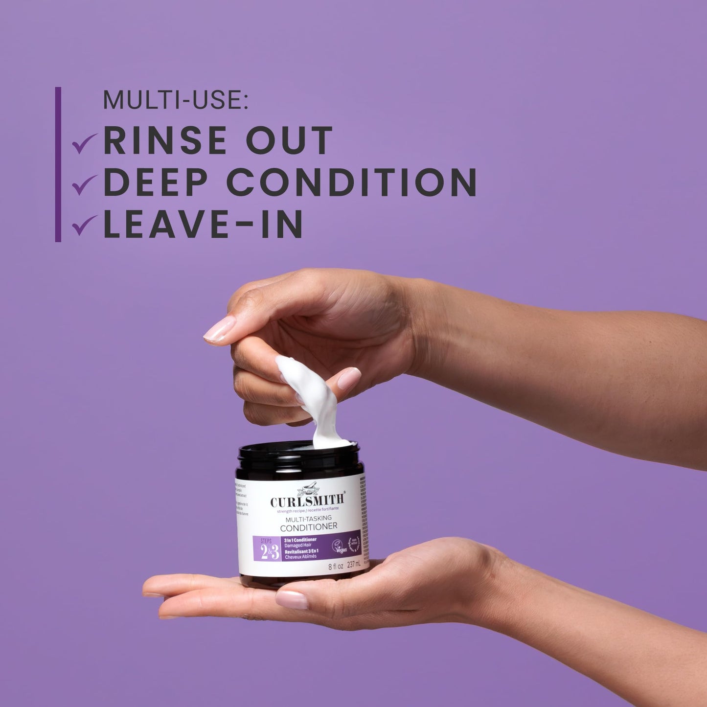 CURLSMITH Multi-Tasking 3-in-1 Conditioner, Use as a Protein-Rich Rinse-Out Conditioner or Leave-In Conditioner or Deep Conditioner, For All Curl