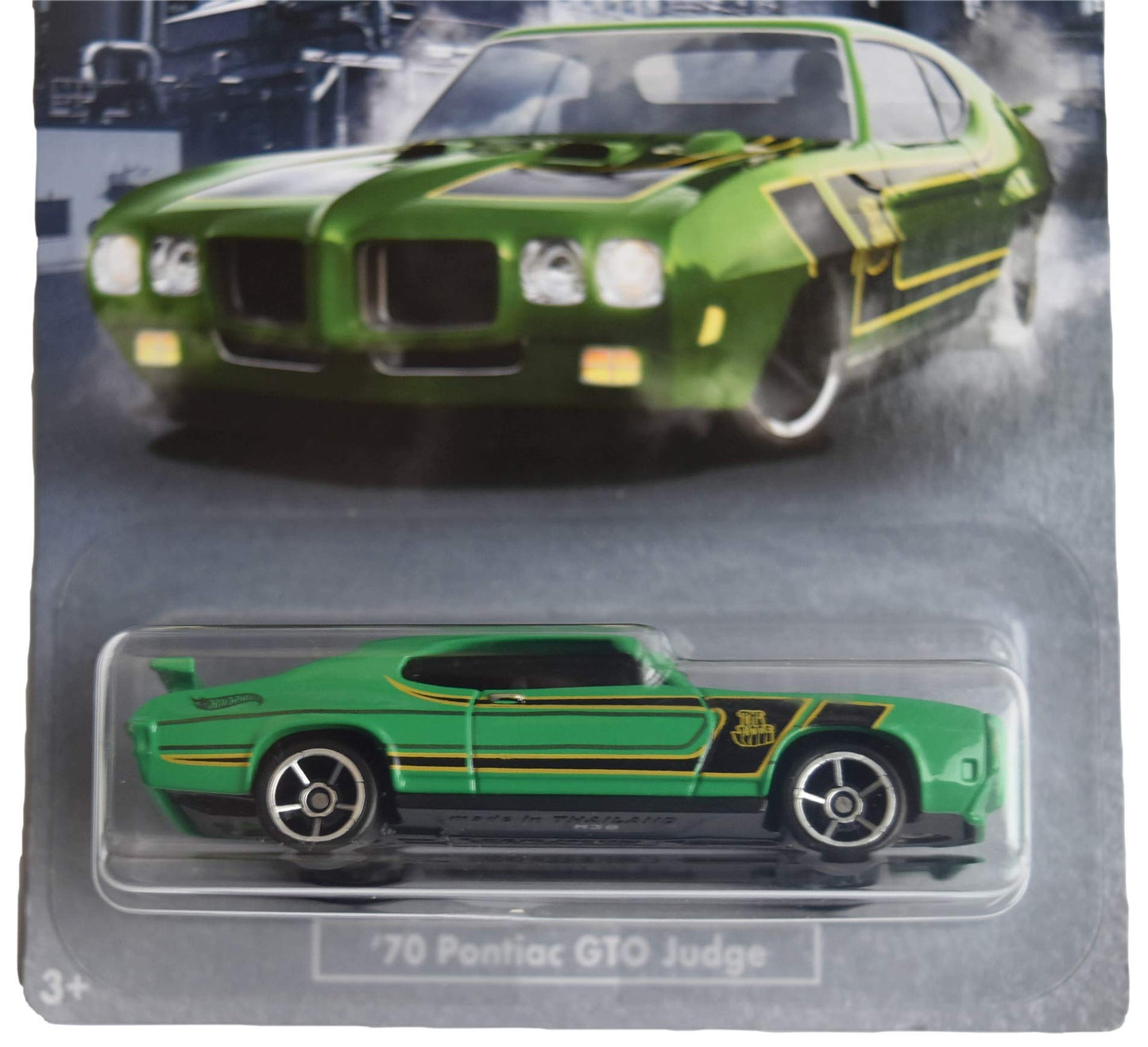 Hot Wheels '70 Pontiac GTO Judge 3/10, Green Car, Die-Cast, Unisex Children (3-6 Years)