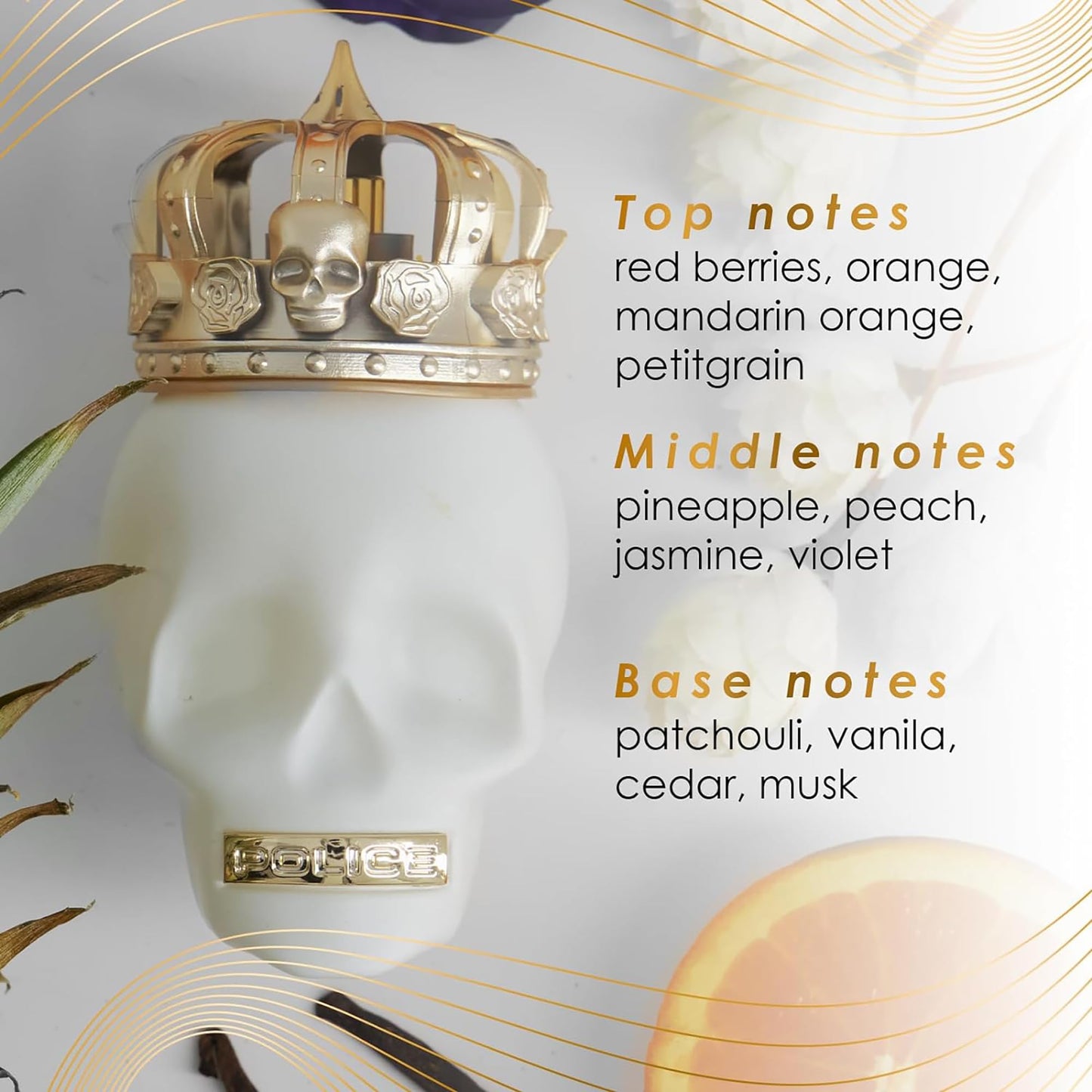 To Be the Queen by Police - Perfume for Women - Floral Chypre Scent - Opens with Mandarin and Red Fruits - Blended with Jasmine and Peach -