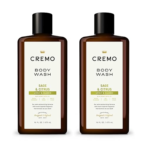 Cremo Rich-Lathering Sage & Citrus Body Wash, A Revitalizing Combination of Bright Mandarin, Dry Herbs and White Cedar, 16 Fl Oz (2-Pack)