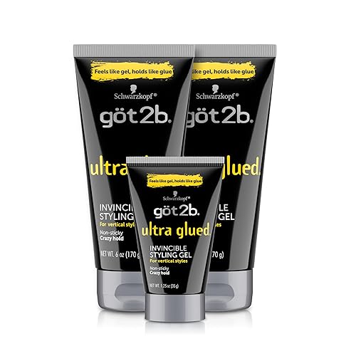 got2b Ultra Glued Invincible Styling Gel Set, 6 Fl Oz (2-Tube) + 1.25 Fl Oz Travel Size, Hair Gel for Men and Women with Extra Strong Hold
