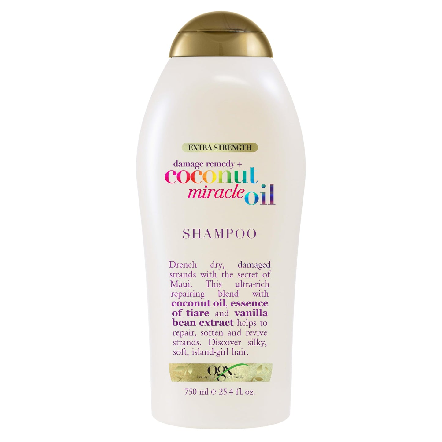 OGX Extra Strength Damage Remedy + Coconut Miracle Oil Shampoo for Dry, Frizzy or Coarse Hair, Hydrating & Flyaway Taming Shampoo, Paraben-Free