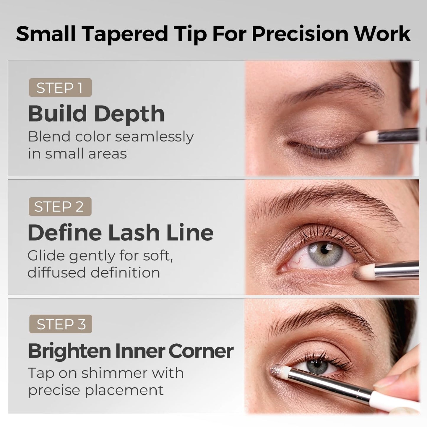 Albeaut Small Eyeshadow Brush, Soft Firm Pencil Brush with Precise Point, Eyeliner Smudge Tool, Delicate Areas Eye Shadow Applicator for Inner Eye