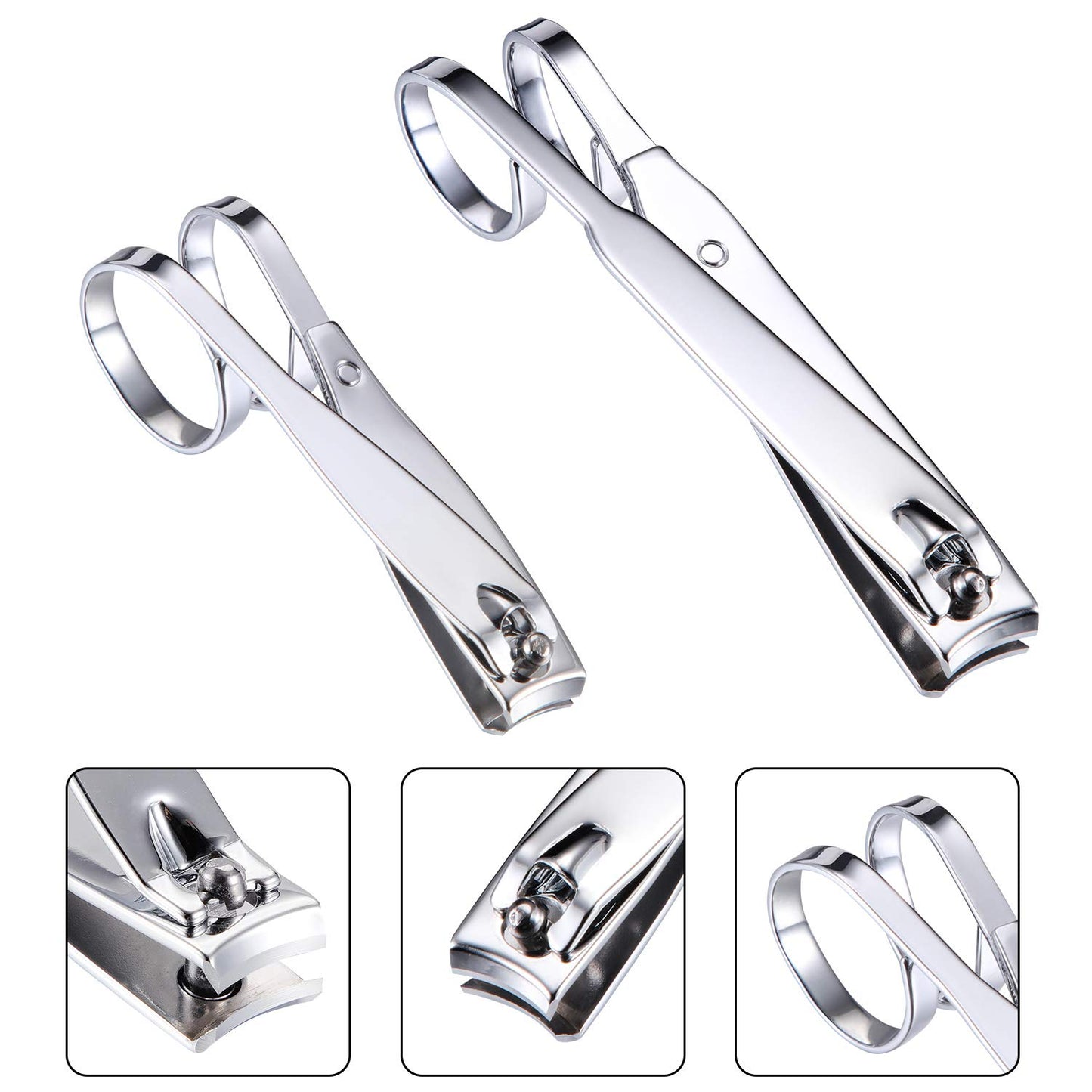 Mudder 4 Pack EZ Grip Nail Clipper Set Sharp Stainless Steel Fingernail and Toenail Clipper Cutters Trimmer Long Handle Travel Nail Kit for Men