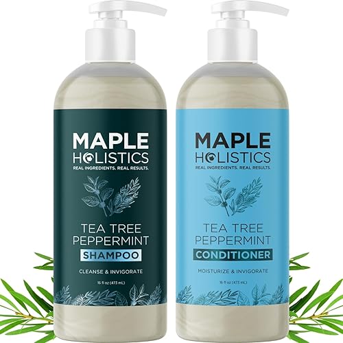 Tea Tree Mint Shampoo and Conditioner - Tea Tree Rosemary Mint Shampoo and Conditioner Set Sulfate Free for Daily Clarifying and Dry Scalp Care