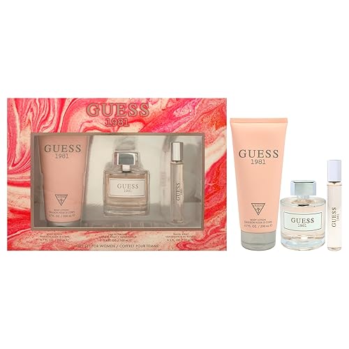 Guess 1981 for Women 3 Piece Gift Set, 3.4oz Eau De Toilette Spray + 0.5oz Eau De Toilette Spray + 6.7oz Body Lotion