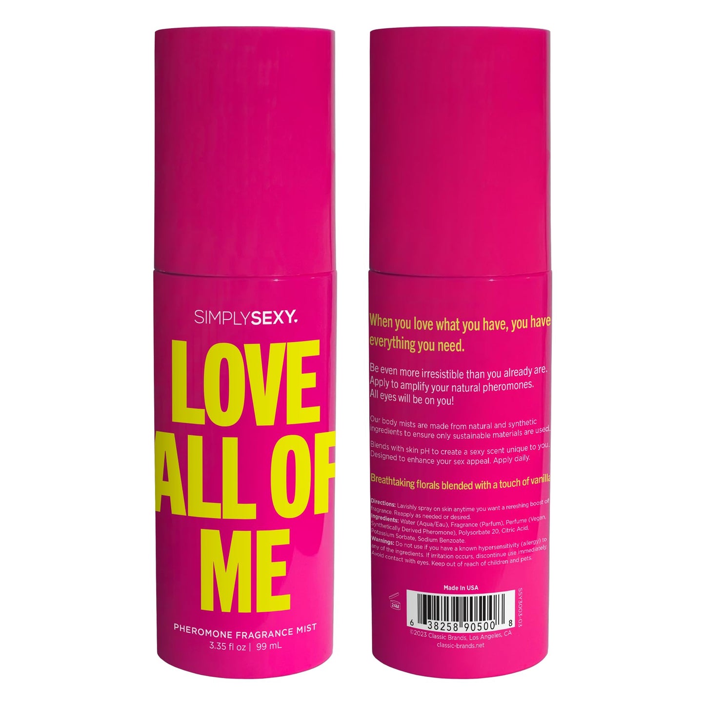 Simply Sexy Affirmations Love All of Me Pheromone Body Mist for Women - Fruity Gourmand Scent with Notes of Fresh Tropical, Mandarin and Tangerine -