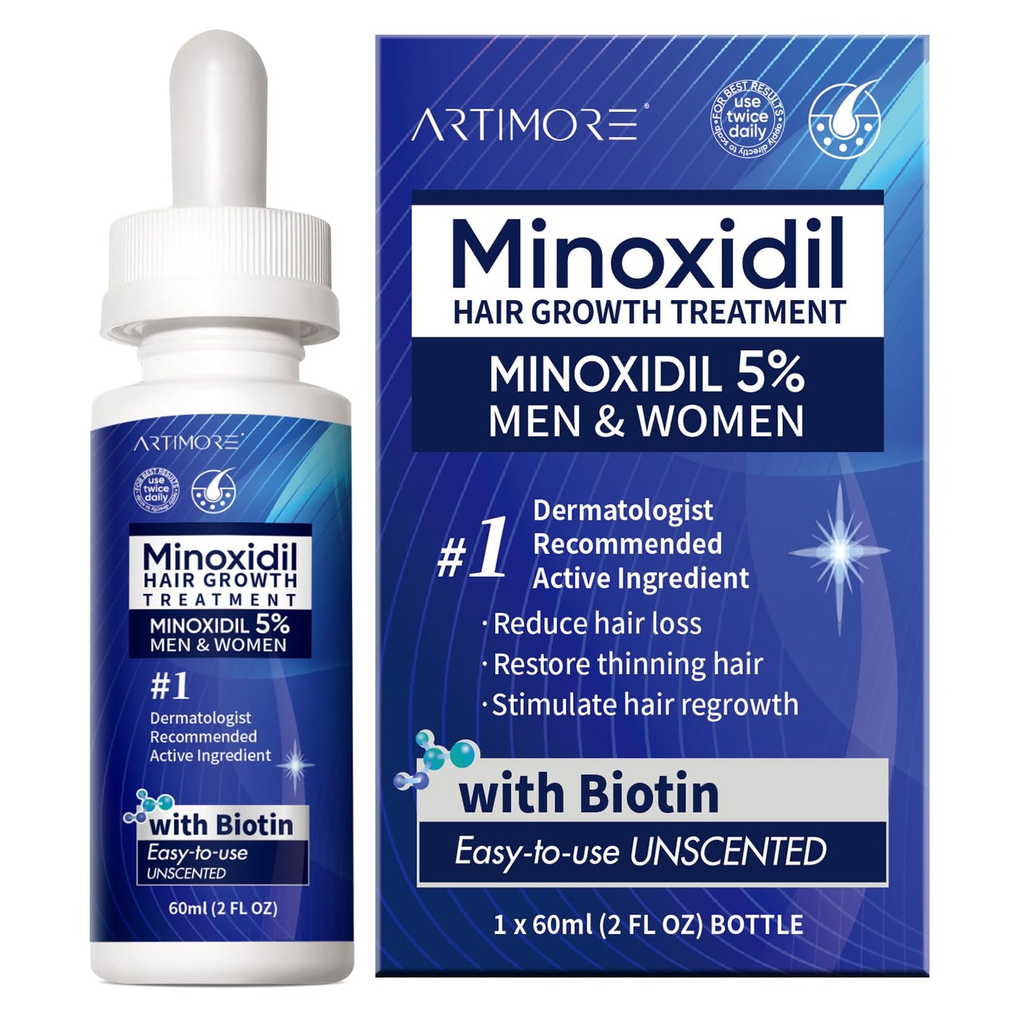 Minoxidil for Men Liquid Solution, Minoxidil for Women Hair Growth Serum, 5% Minoxidil Serum 1PCS for Stronger Roots & Thicker, Fuller Hair, 60ml Beauty and Personal Care Artimore Default Title